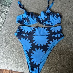 BOTTOMS ONLY - AERIE SWIM blue floral bikini
